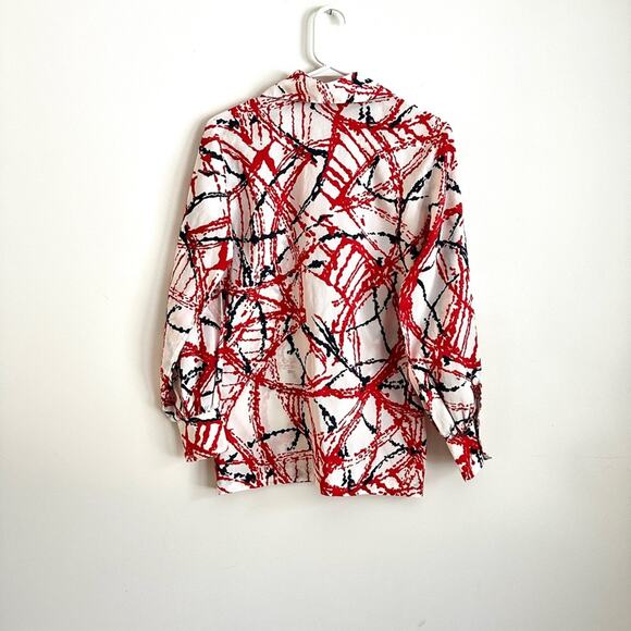 Vintage 70s homemade dagger collar paint splatter button down shirt womens M - Picture 7 of 10
